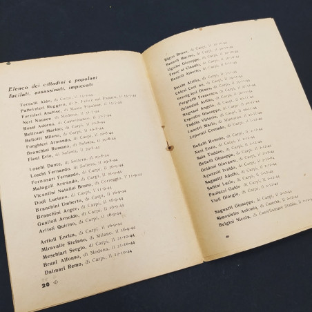 Documento con elenco delle vittime dei crimini nazifascisti di Carpi, 1945