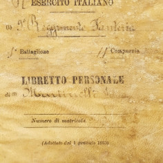 Libretto personale regia fanteria 1800 Martinelli Felice. Buone condizioni 2