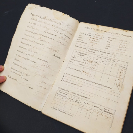 Libretto personale regia fanteria 1800 Martinelli Felice. Buone condizioni