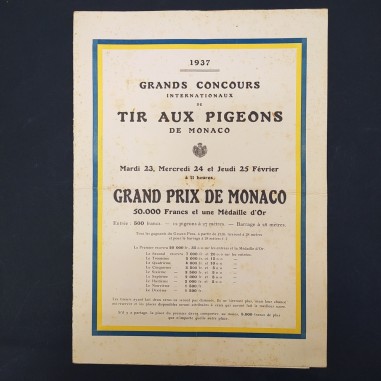 Elenco iscritti al concorso Tir aux pigeons Monaco 1937. Piccole macchie