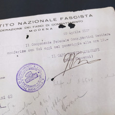 Comunicazione Partito nazionale fascista Ufficio schedario 1941. Annotazioni 2