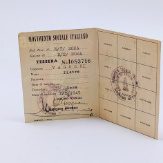 Tessera MSI 1955 con firma di Almirante segretario nazionale. Buone condizioni 2