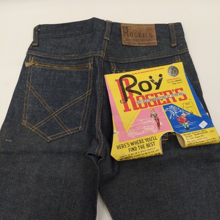 Jeans Roy Roger's blu anni '70 taglia 28 con tasche posteriori a zip inusato