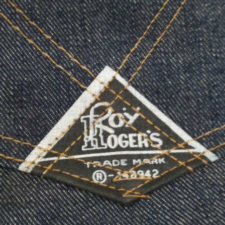 Jeans Roy Roger's blu anni '70 taglia 28 con tasche posteriori a zip inusato