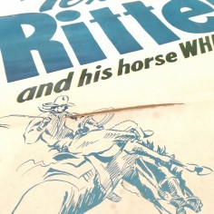 Manifesto in tessuto Tex Ritter USA anni '30 7x106 cm. Ingiallimenti 2