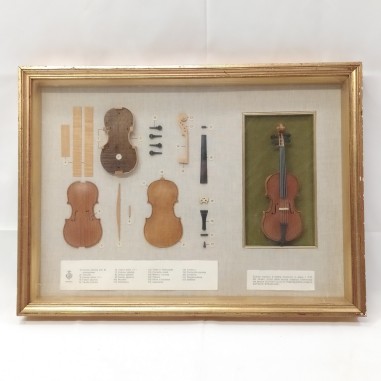 Quadro con miniatura di un violino Stradivari 51x38 cm Comune di Cremona. Buono