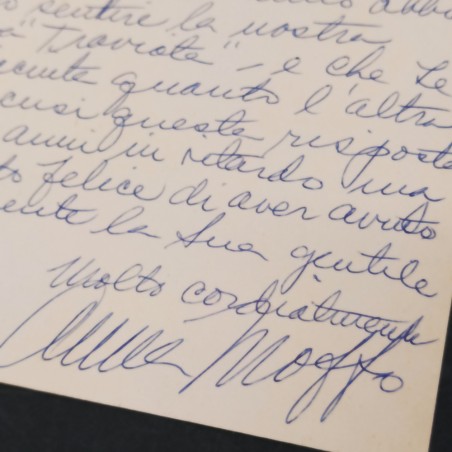 Cartoncino Plaza Hotel con messaggio e autografo soprano Moffo 1965. Buono