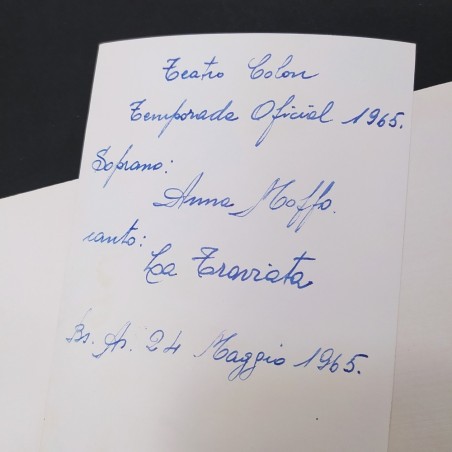Lettera con foto, dedica e autografo della soprano Anna Moffo 1965. Buono