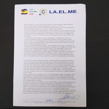 Lettera LA.EL.ME srl con autografo Alboreto. Ottime condizioni