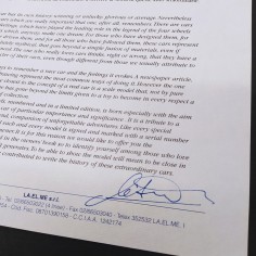Lettera LA.EL.ME srl con autografo Alboreto. Ottime condizioni 2