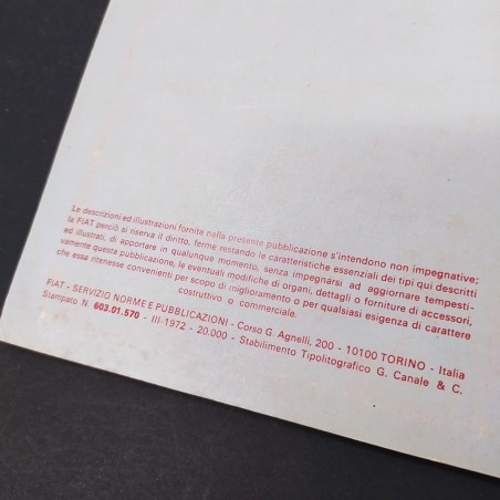 Libretto d'uso e manutenzione Fiat 124 Special e Special T, 2° ed. 1972. Buono