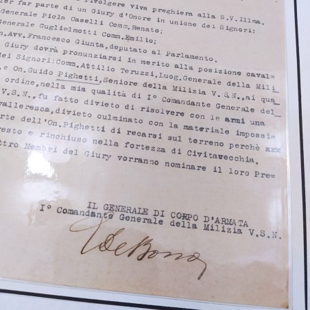 Lettera dattiloscritta Emilio De Bono con firma 1923. Buono