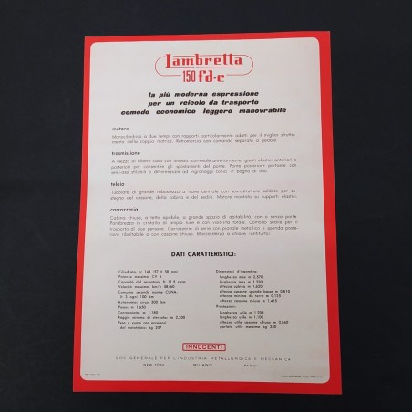 Volantino Lambretta 150 FD e C.anno 1958 Buono