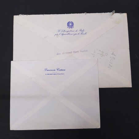 Lotto 2 lettere Forlani e Venturi, carta intestata e buste originali. Buono