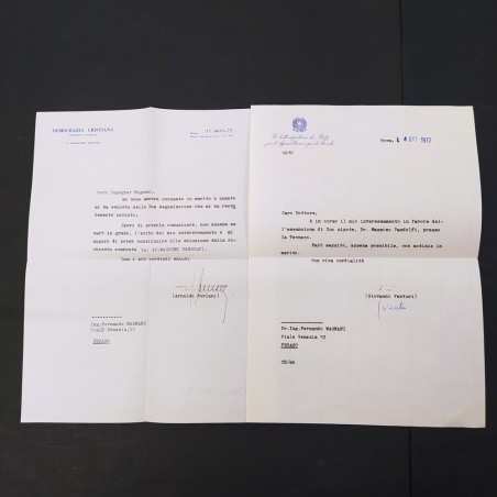 Lotto 2 lettere Forlani e Venturi, carta intestata e buste originali. Buono