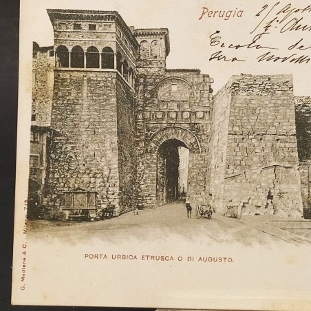 Cartolina di Perugia con autografo Novelli attore drammatico 1899. Aloni