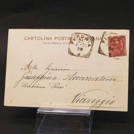 Cartolina di Perugia con autografo Novelli attore drammatico 1899. Aloni