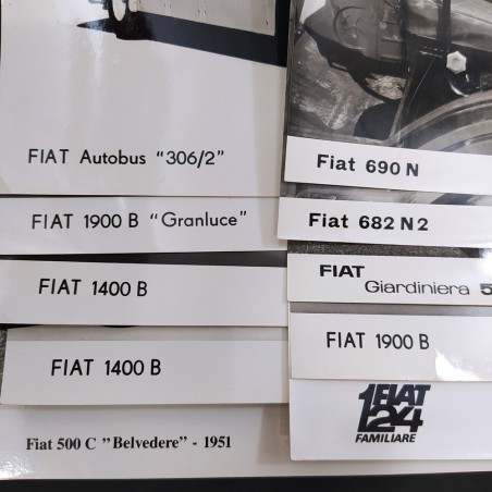 Lotto di 13 foto e cartoline promozionali Fiat, vari modelli. Buono