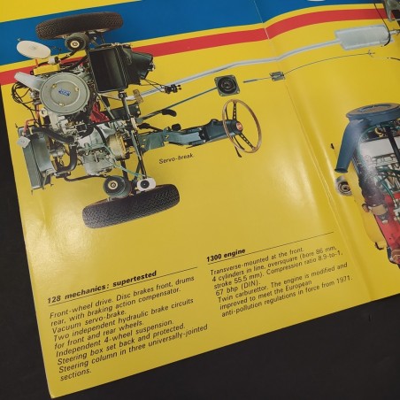 Catalogo Brochure Fiat 128 Rally 1300 in inglese. Ottime condizioni