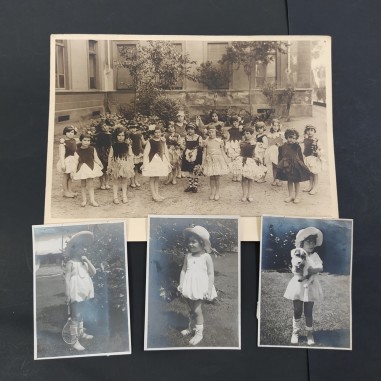 Lotto di 4 foto originali d'epoca primo 900 ritraenti bambine