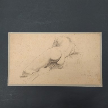 Disegno di nudo a matita o carboncino G. Boani 29x10 cm