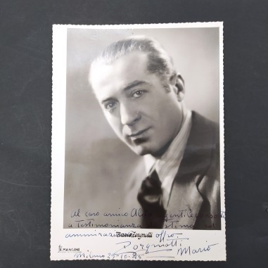 Foto 17x24 cm con dedica e firma cantante Mario Zorgniotti 1945. Buono