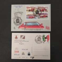 Cartolina ufficiale Campioni del mondo F1 2001 e francobolli celebrativi. Buono