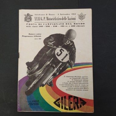 Programma ufficiale del GP motociclistico delle nazioni 1953. Buono