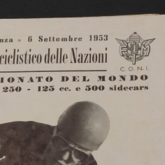 Programma ufficiale del GP motociclistico delle nazioni 1953. Buono 2
