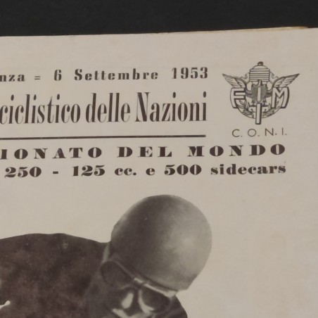 Programma ufficiale del GP motociclistico delle nazioni 1953. Buono