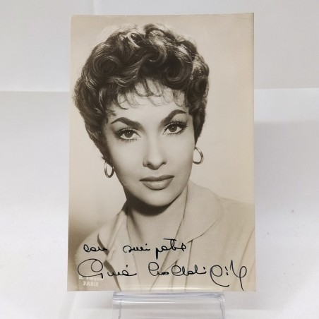 Cartolina fotografica con autografo Gina Lollobrigida. Buono
