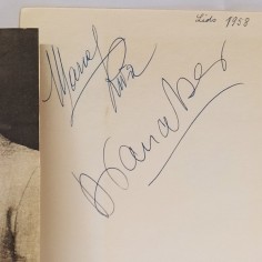 Ritaglio di giornale e 2 autografi, uno del cantante Mario Riva 1958. Buono 2