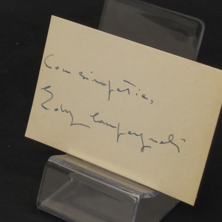 Cartolina autografa Edy Campagnoli e cartoncino con dedica e firma. Buono