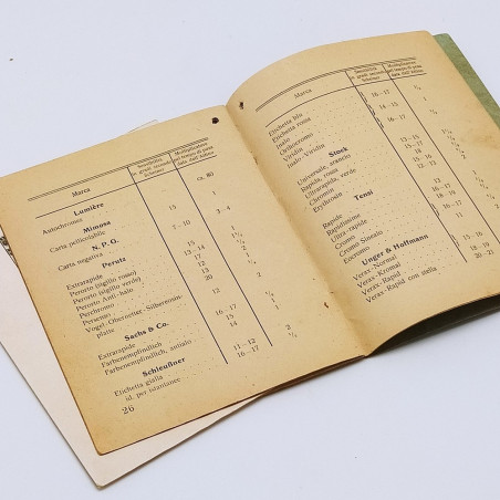 Libretto d'uso esposimetro Attinofotometro Heyde, 1922. Macchie