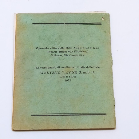 Libretto d'uso esposimetro Attinofotometro Heyde, 1922. Macchie