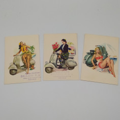 Lotto di 7 cartoline pubblicitarie di Vespa anni 50/60 vintage retrò 2