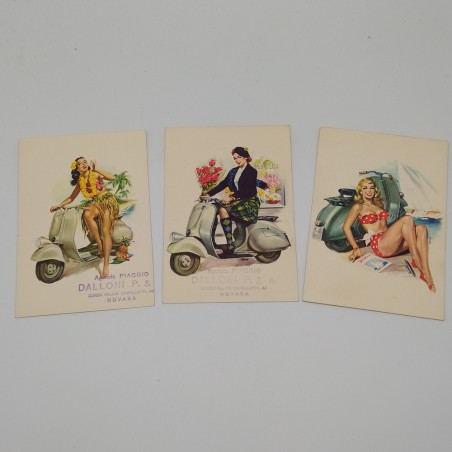 Lotto di 7 cartoline pubblicitarie di Vespa anni 50/60 vintage retrò