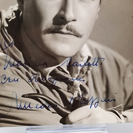 Lotto di 2 cartoline fotografiche con autografo e dedica Amedeo Nazzari. Buono