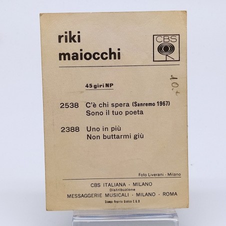 Cartolina con autografo del cantante Riki Maiocchi anni '60. Buono