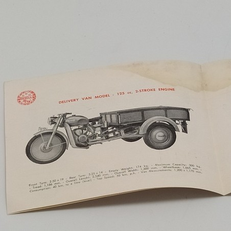 Brochure moto Benelli, vari modelli anno 1955, in inglese. Aloni