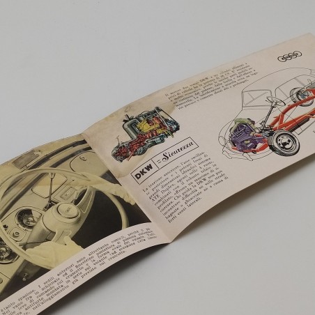 Brochure auto DKW 3＝6, modelli vari in formato 20,5x10 cm 1956. Aloni