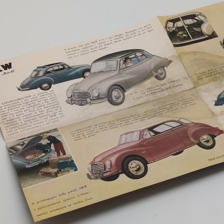 Brochure auto DKW 3＝6, modelli vari in formato 20,5x10 cm 1956. Aloni