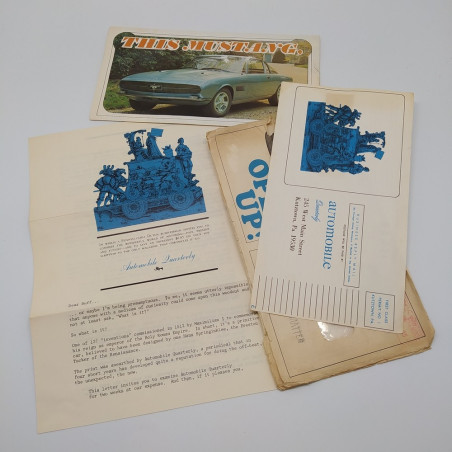 Lettera Automobile Quarterly con opuscolo Mustang di Bertone 1966. Buono