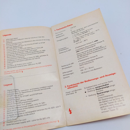 Libretto d'istruzioni microsplit Heuer HL 520/530 multilingue con pieghe 8x15 cm