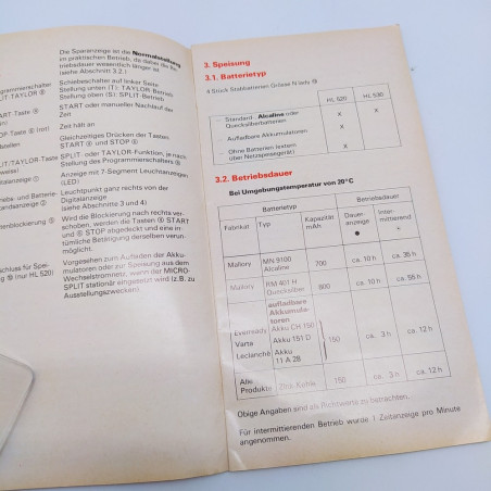 Libretto d'istruzioni microsplit Heuer HL 520/530 multilingue con pieghe 8x15 cm
