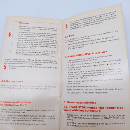 Libretto d'istruzioni microsplit Heuer HL 520/530 multilingue con pieghe 8x15 cm