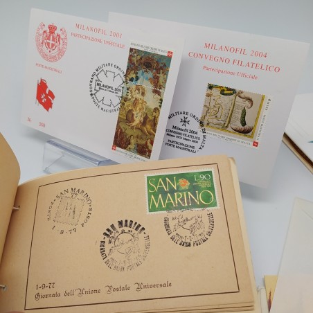 Lotto di 20 buste, cartoline, libretti con francobolli anni '60-'90