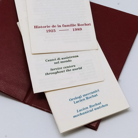 Libretti orologio Lucien Rochat in cartellina bordeaux. Ottimo