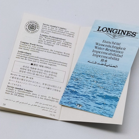 Garanzia vuota e libretto orologio Longines in fodero in plastica. Ottimo