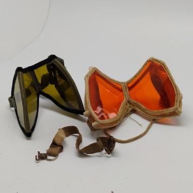 Lotto di 2 occhiali militari da pilota pieghevoli anni '20/'30. Buono